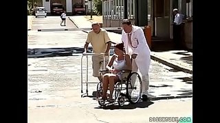 granny rideing cock outdoors