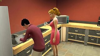 son fuck mom in kitchen