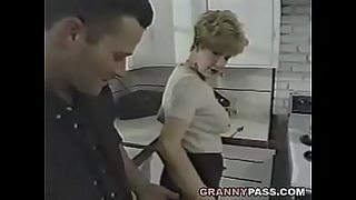 mom fuck with son in kitchen